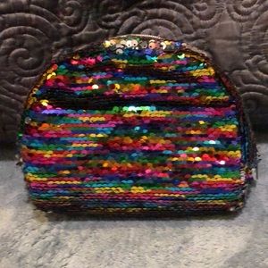 Rainbow Sequin Bag w/ pocket & zipper
